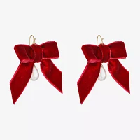 Bijoux Bar Velvet Simulated Pearl Bow Drop Earrings