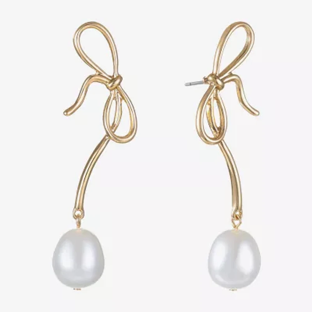 Bijoux Bar Simulated Pearl Bow Drop Earrings