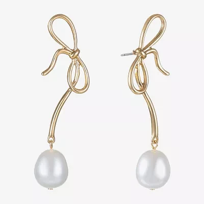 Bijoux Bar Simulated Pearl Bow Drop Earrings