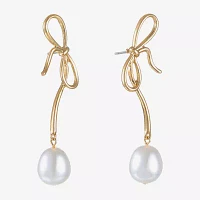 Bijoux Bar Simulated Pearl Bow Drop Earrings