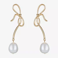 Bijoux Bar Simulated Pearl Bow Drop Earrings