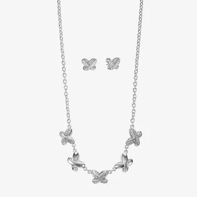 Liz Claiborne Collar Necklace And Stud Earring Womens Glass 2-pc. Jewelry Set