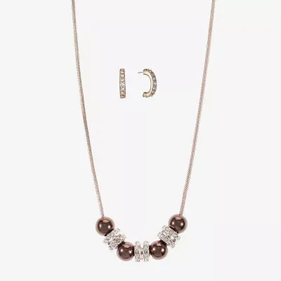 Liz Claiborne Collar Necklace And Hoop Earring Womens Glass 2-pc. Jewelry Set