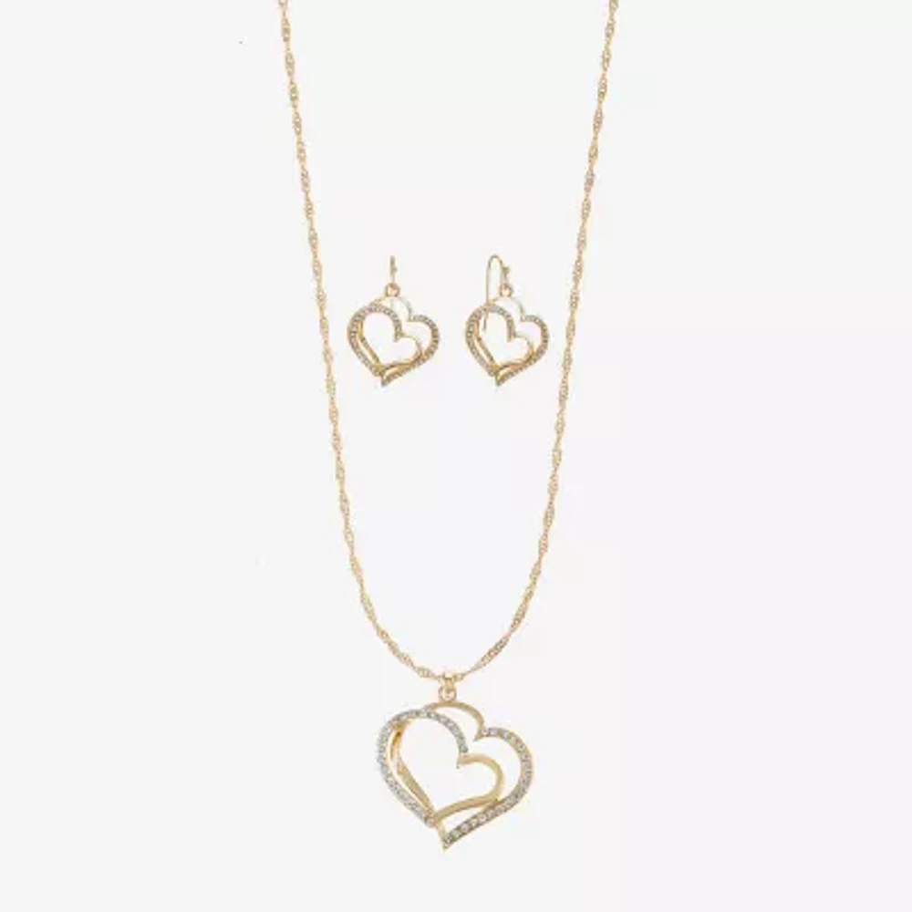 Liz Claiborne Pendant Necklace And Drop Earring 2-pc. Glass Heart Jewelry Set