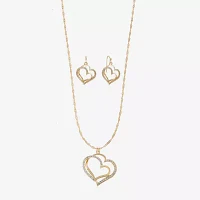 Liz Claiborne Pendant Necklace And Drop Earring 2-pc. Glass Heart Jewelry Set