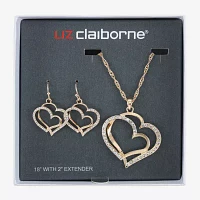 Liz Claiborne Pendant Necklace And Drop Earring 2-pc. Glass Heart Jewelry Set