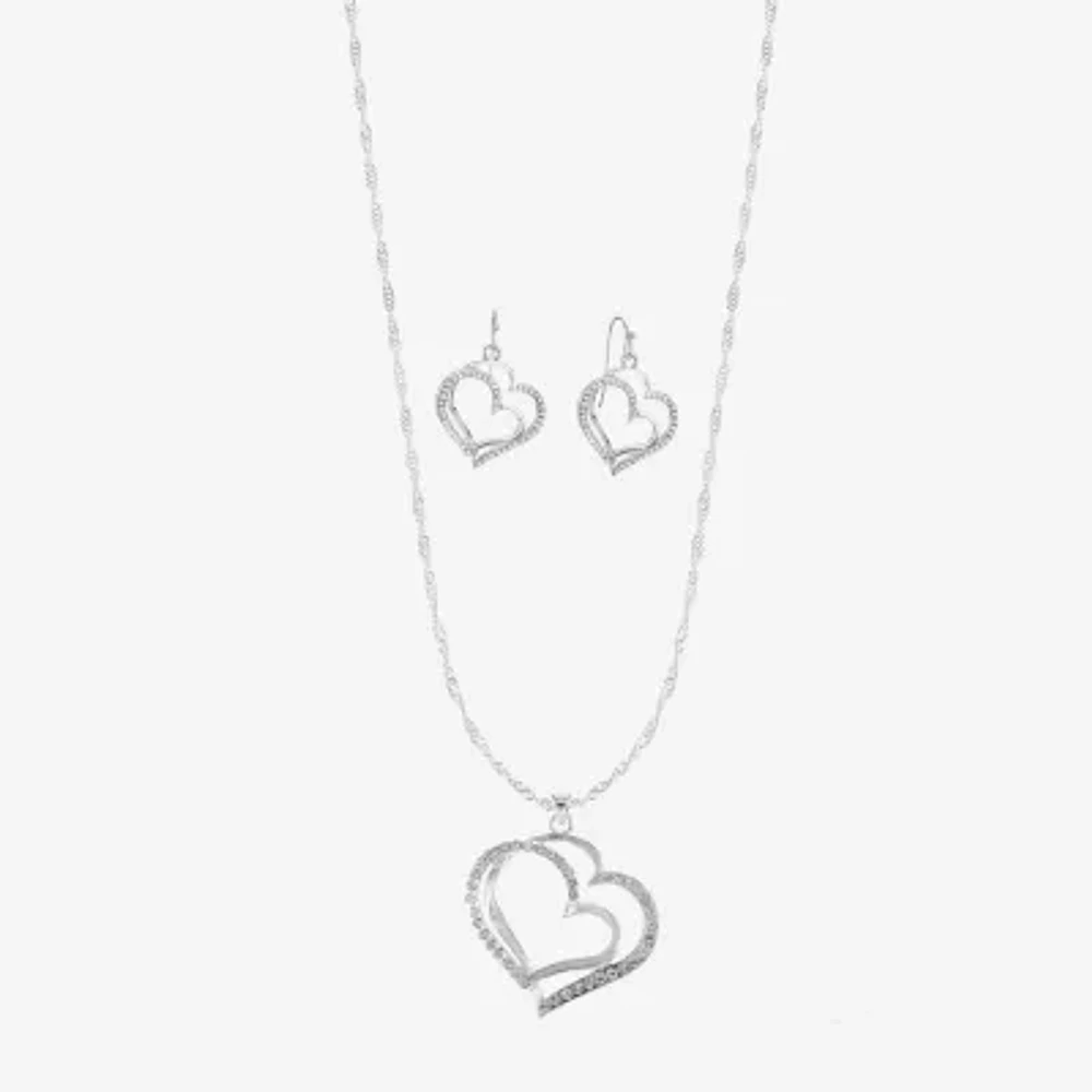 Liz Claiborne Pendant Necklace And Drop Earring 2-pc. Glass Heart Jewelry Set