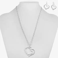 Liz Claiborne Pendant Necklace And Drop Earring 2-pc. Glass Heart Jewelry Set