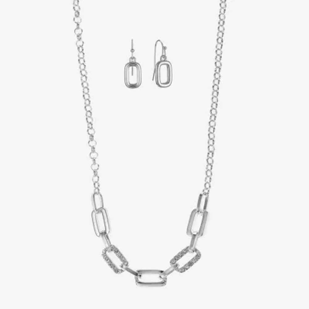 Liz Claiborne Link Necklace And Drop Earring 2-pc. Glass Jewelry Set