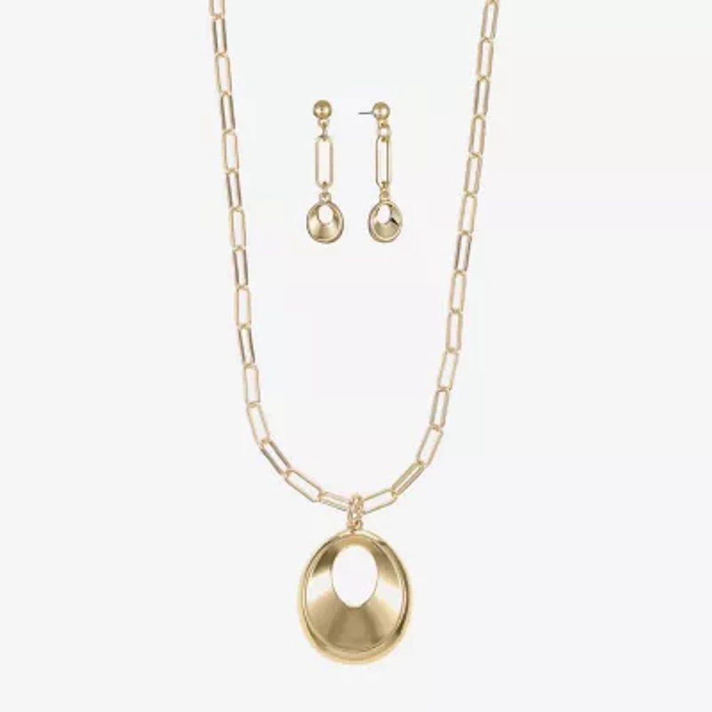 Liz Claiborne Pendant Necklace And Drop Earring Silver Tone 2-pc. Jewelry Set