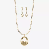 Liz Claiborne Pendant Necklace And Drop Earring Silver Tone 2-pc. Jewelry Set