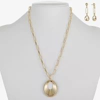 Liz Claiborne Pendant Necklace And Drop Earring Silver Tone 2-pc. Jewelry Set