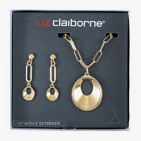 Liz Claiborne Pendant Necklace And Drop Earring Silver Tone 2-pc. Jewelry Set