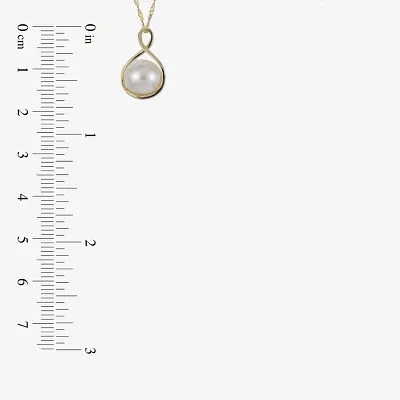 Womens White Cultured Freshwater Pearl 14K Gold Pendant Necklace