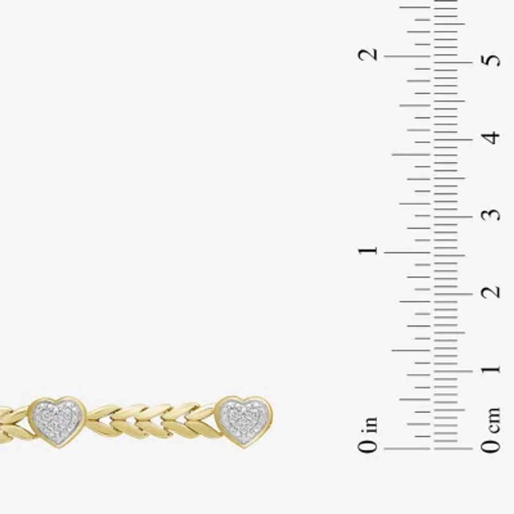 1/5 CT. Natural White Diamond 10K Gold Over Silver Heart 7 Inch Tennis Bracelet