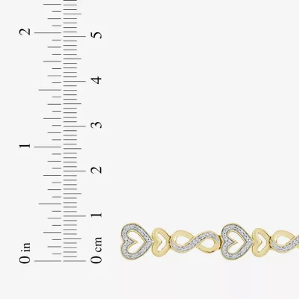 1/5 CT. Natural White Diamond 10K Gold Over Silver Heart Infinity 7 Inch Tennis Bracelet