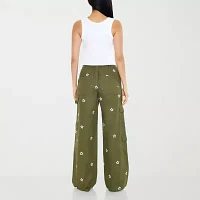 Forever 21 Embroidered Womens Mid Rise Straight Cargo Pant-Juniors