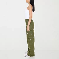 Forever 21 Embroidered Womens Mid Rise Straight Cargo Pant-Juniors