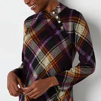 Jessica Howard Womens 3/4 Sleeve Plaid Shift Dress