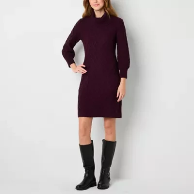 Jessica Howard Womens Long Sleeve Sweater Dress