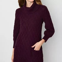 Jessica Howard Womens Long Sleeve Sweater Dress