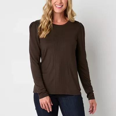 Liz Claiborne Womens Crew Neck Long Sleeve T-Shirt