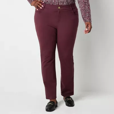 Liz Claiborne Sara Womens Mid Rise Slim Pant-Plus