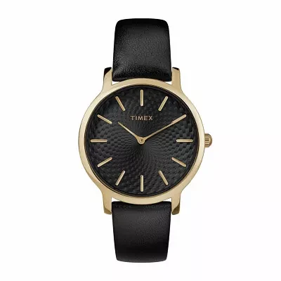 Timex Metropolitan Skyline Womens Black Leather Strap Watch Tw2r36400jt