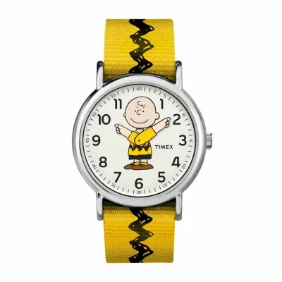 Timex Weekender Peanuts Peanuts Mens Yellow Strap Watch Tw2r41100jt