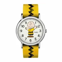 Timex Weekender Peanuts Peanuts Mens Yellow Strap Watch Tw2r41100jt