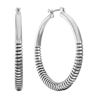 Liz Claiborne Silver Tone Textured Hoop Earrings