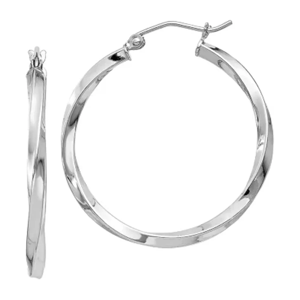 Sterling Silver Titanium 32mm Hoop Earrings