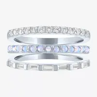 Womens Lab Created White Opal Sterling Silver Ring Sets