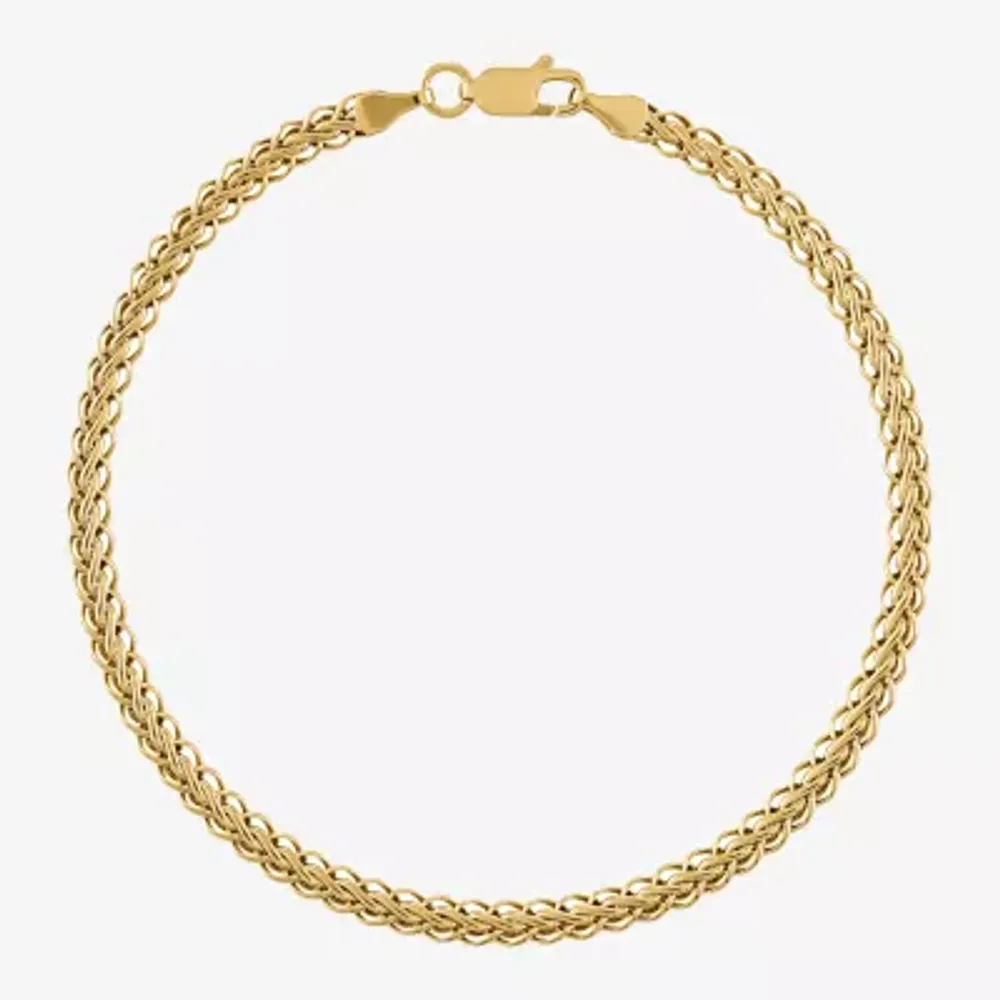 14K Gold Hollow Wheat Chain Bracelet