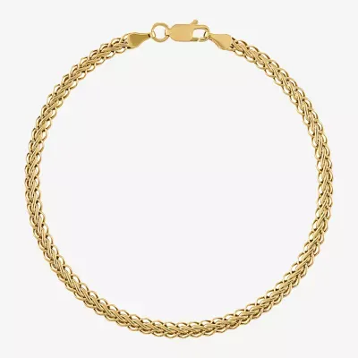 14K Gold 8 1/2 Inch Hollow Wheat Chain Bracelet