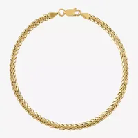 14K Gold 8 1/2 Inch Hollow Wheat Chain Bracelet