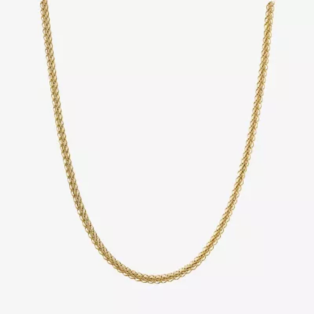 14K Gold 20 Inch Hollow Wheat Chain Necklace