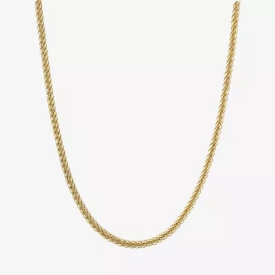 14K Gold 20 Inch Hollow Wheat Chain Necklace