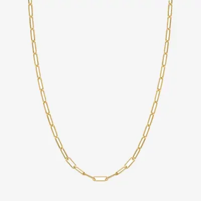Unisex Adult 18 Inch 14K Gold Link Necklace Paperclip