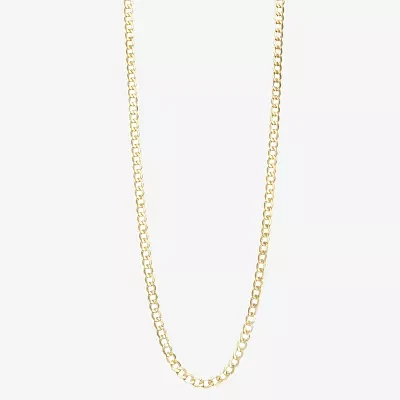 10K Gold -24 Inch Hollow Curb Chain Necklace