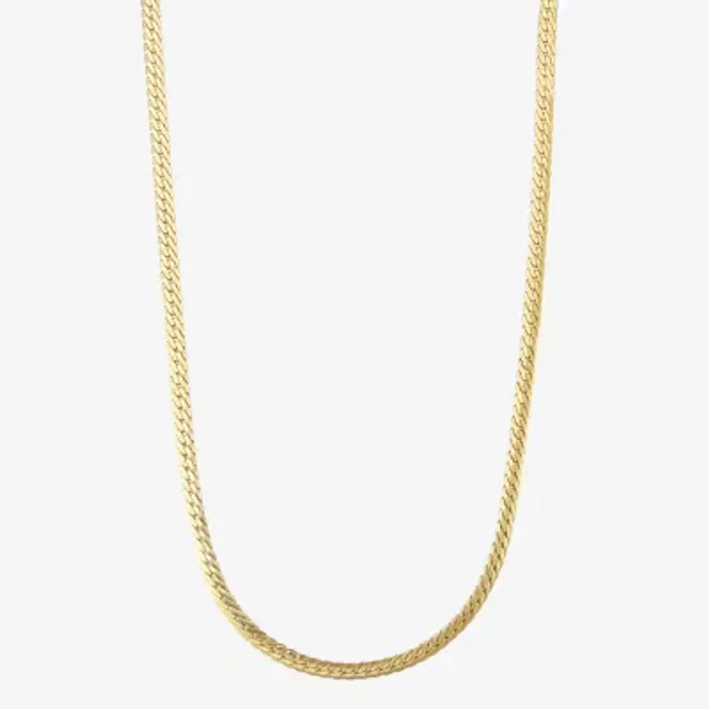 10K Gold Inch Solid Herringbone Chain Necklace