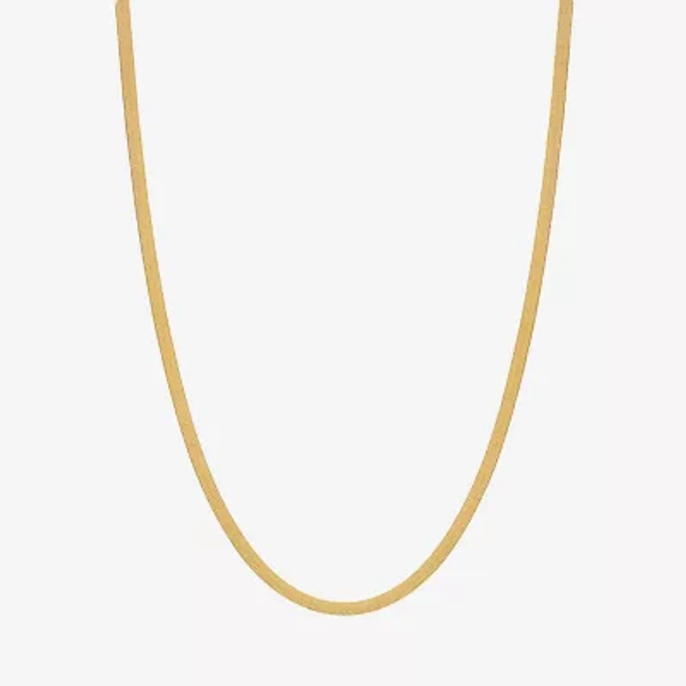 10K Gold 24 Inch Solid Herringbone Chain Necklace