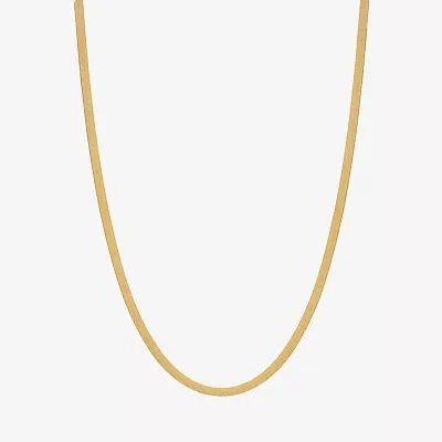 10K Gold 24 Inch Solid Herringbone Chain Necklace