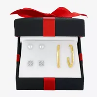 YES, PLEASE! 3 Pair Stud and Hoop Earring Set in 14K Gold Over Silver and Sterling Silver