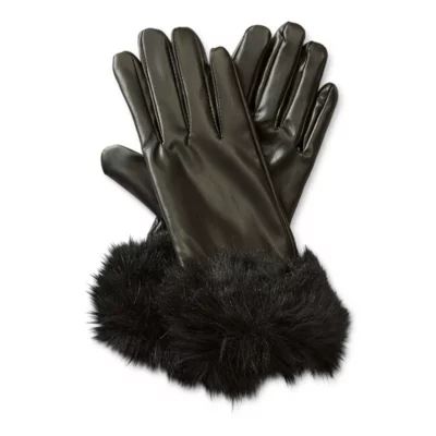 Worthington Womens Faux Fur Trim 1 Pair Cold Weather Gloves
