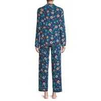 Liz Claiborne Womens V-Neck Long Sleeve 2-pc. Pant Pajama Set