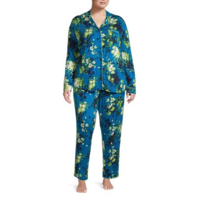 Ambrielle Womens Plus Long Sleeve 2-pc. Pant Pajama Set