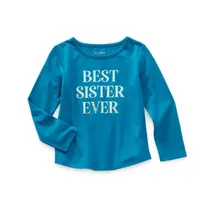 Okie Dokie Toddler Girls Round Neck Long Sleeve Graphic T-Shirt