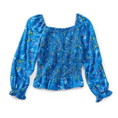 Thereabouts Little & Big Girls Square Neck Long Sleeve Blouse