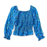 Thereabouts Little & Big Girls Square Neck Long Sleeve Blouse